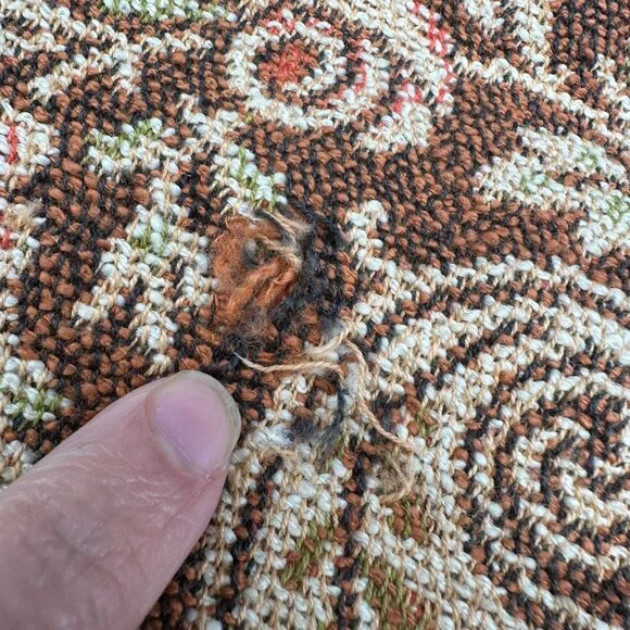 Vintage Floral Tapestry Purse Wooden Handles 1970s Roses Boho Retro As Is - Picture 7 of 12